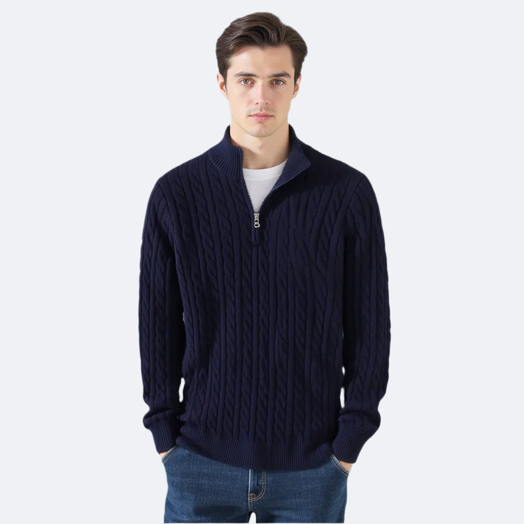 Julian Cable Knit Half-Zip Sweater
