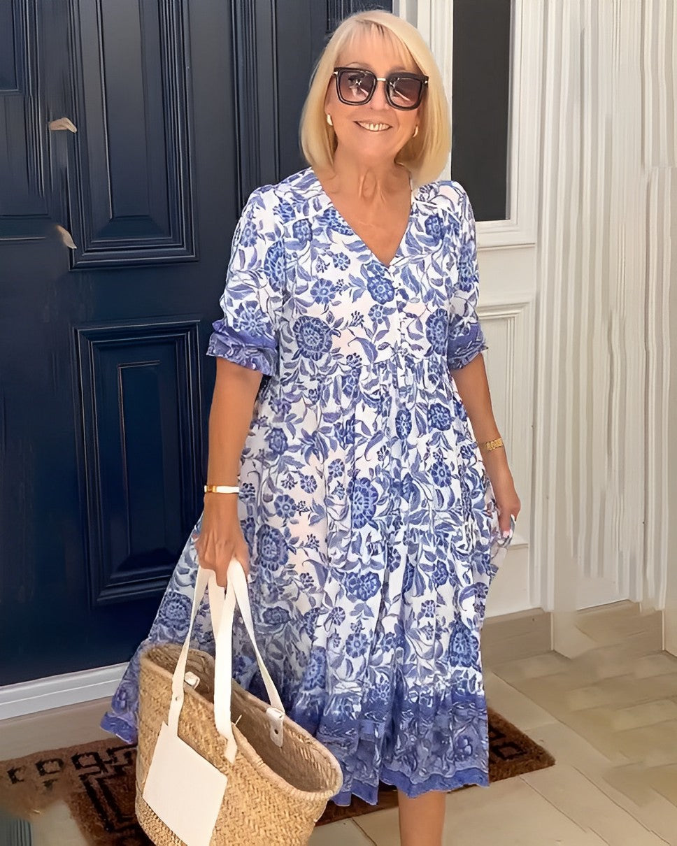 Louanne Graceful V-Neck Floral Dress