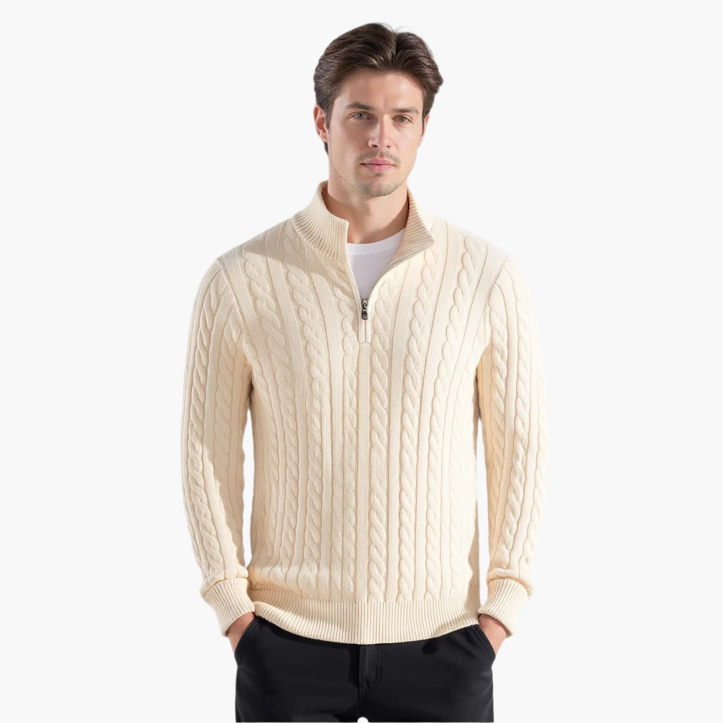 Julian Cable Knit Half-Zip Sweater