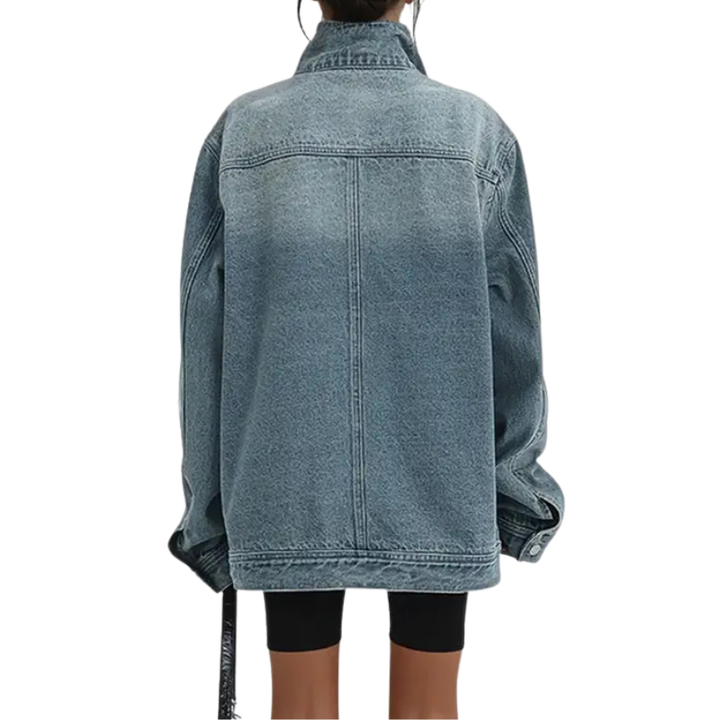 Leah Vintage Washed High Neck Asymmetric Jacket