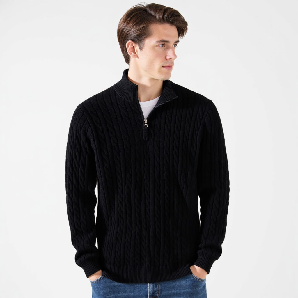 Julian Cable Knit Half-Zip Sweater
