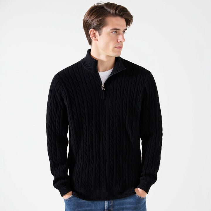 Julian Cable Knit Half-Zip Sweater