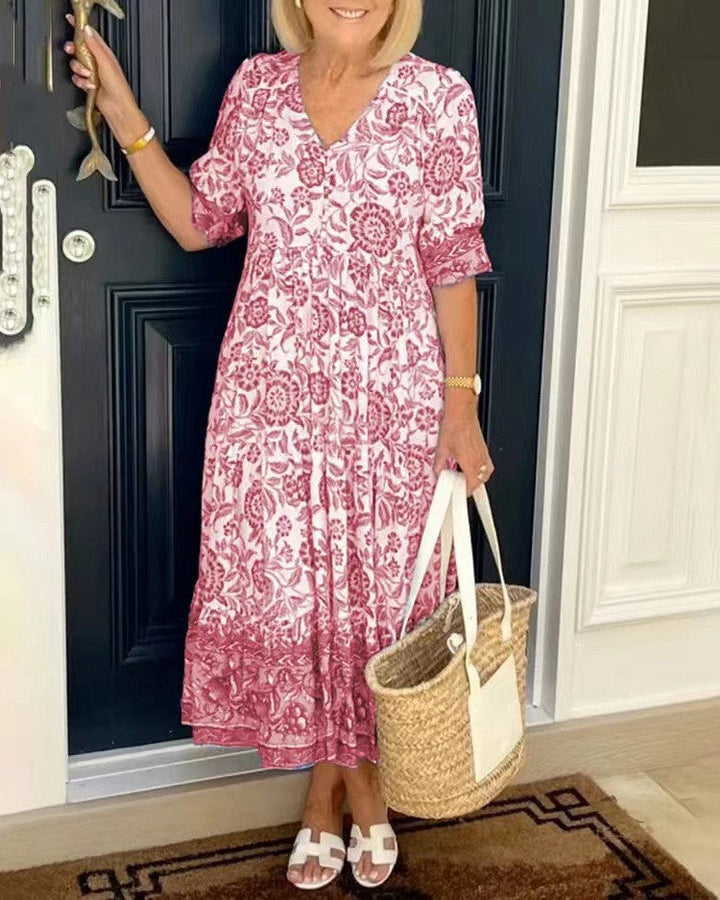 Louanne Graceful V-Neck Floral Dress