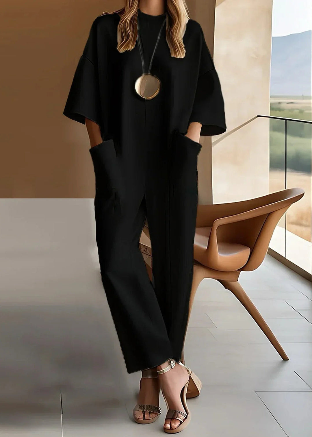 Emmy Elegant Short-Sleeve Jumpsuit