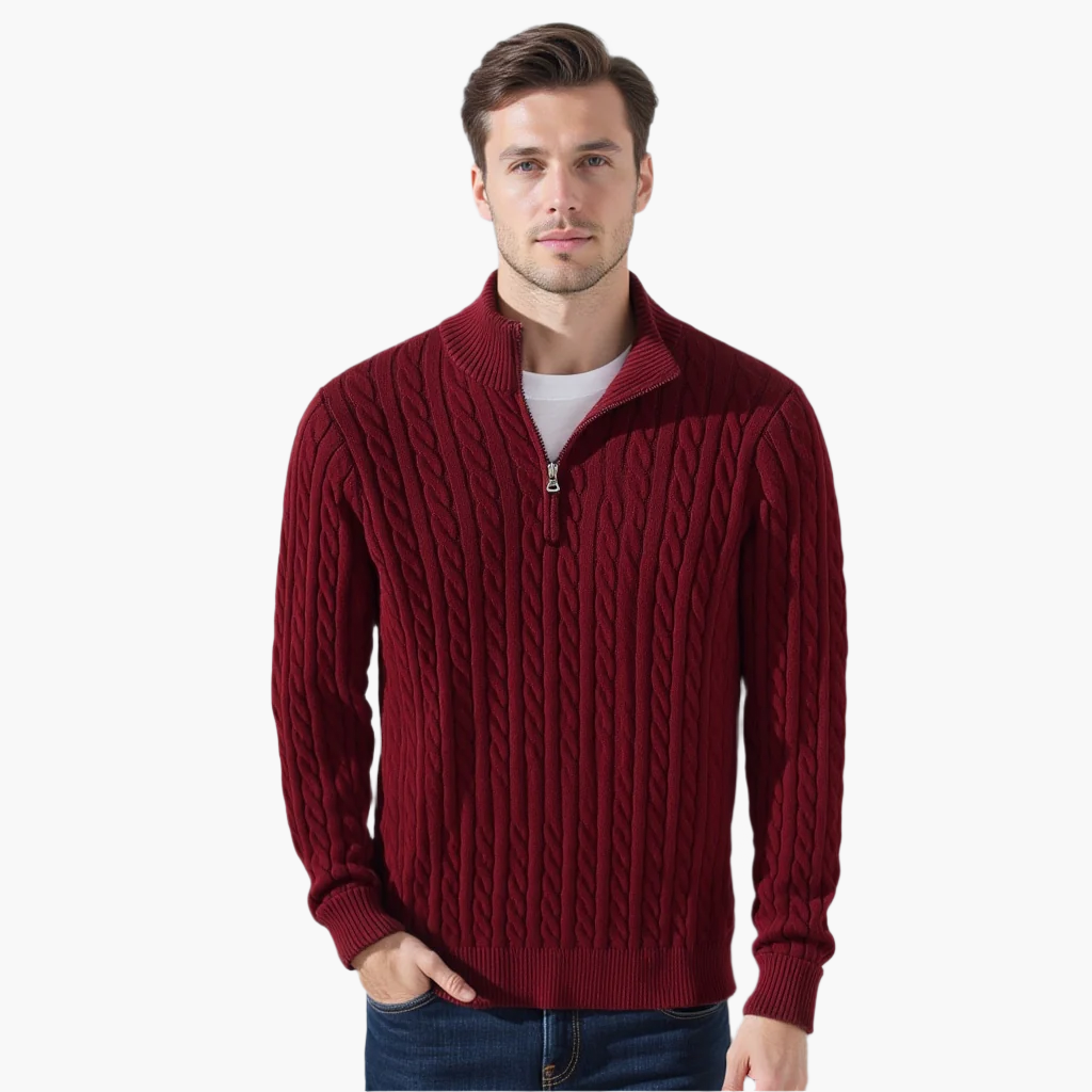Julian Cable Knit Half-Zip Sweater
