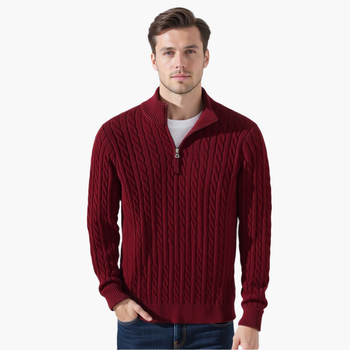 Julian Cable Knit Half-Zip Sweater