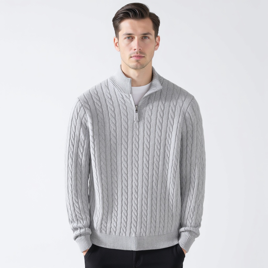 Julian Cable Knit Half-Zip Sweater