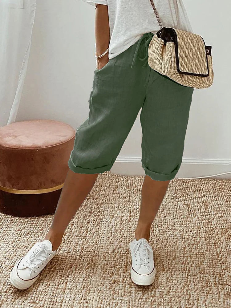 Ashley Cotton Linen Capri Pants