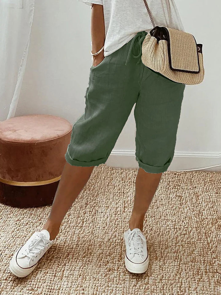 Ashley Cotton Linen Capri Pants