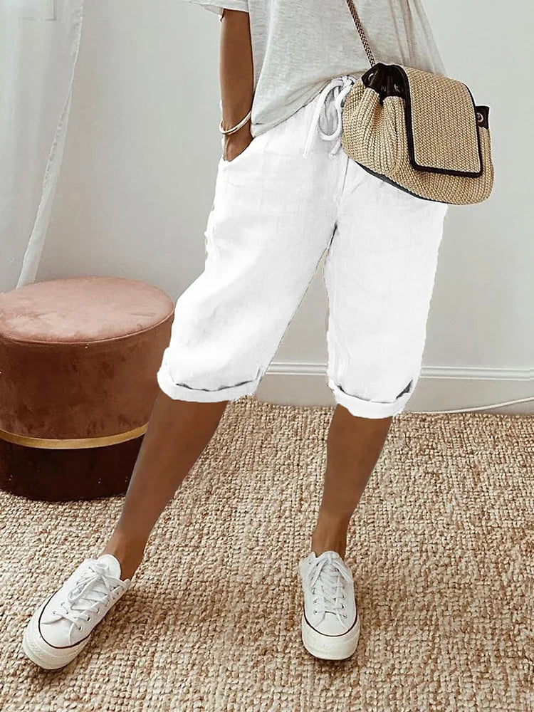 Ashley Cotton Linen Capri Pants