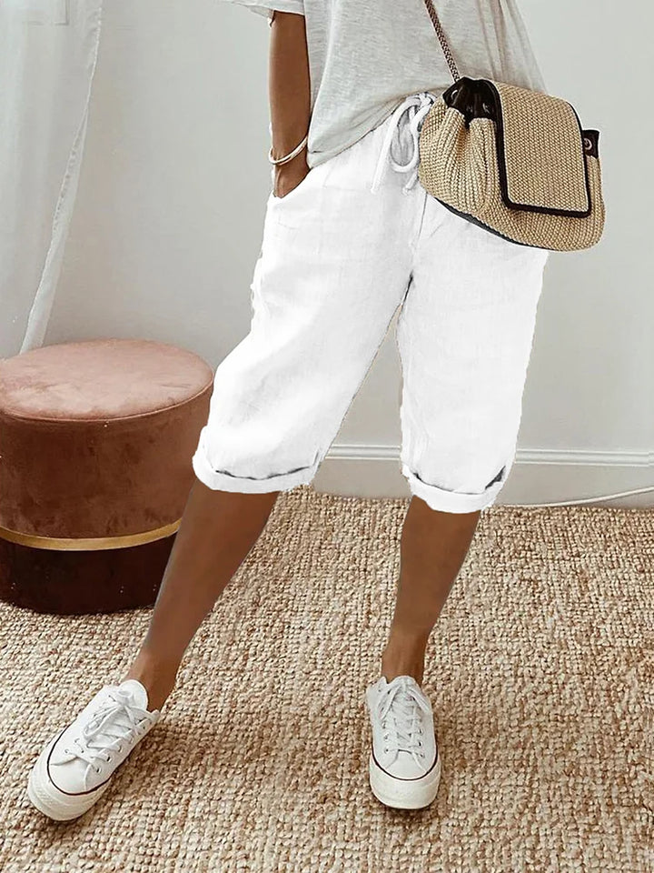 Ashley Cotton Linen Capri Pants