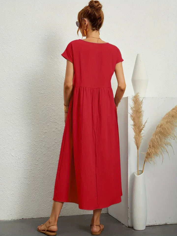 Xenia Classic Pleated Midi Dress