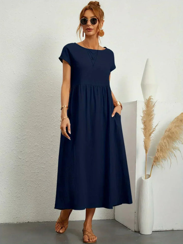 Xenia Classic Pleated Midi Dress