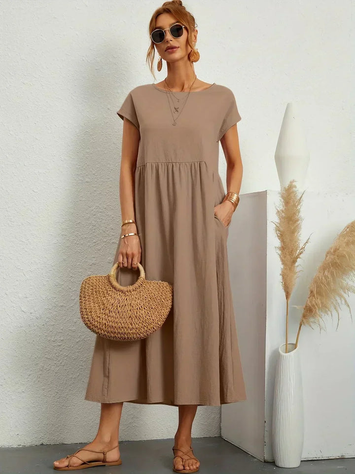 Xenia Classic Pleated Midi Dress