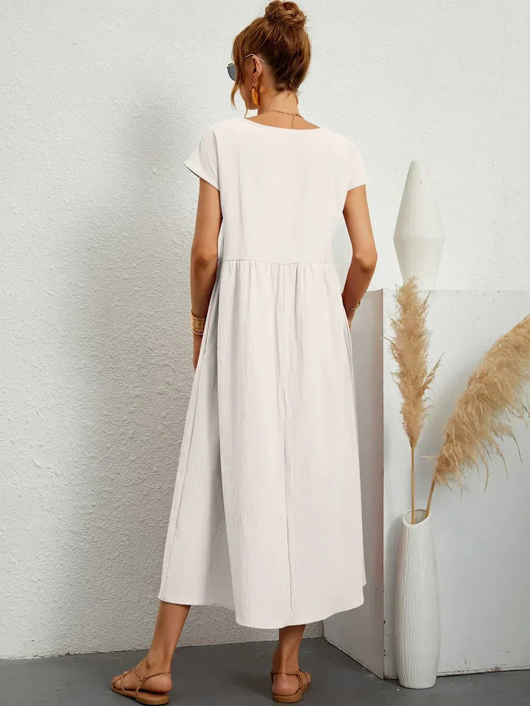 Xenia Classic Pleated Midi Dress