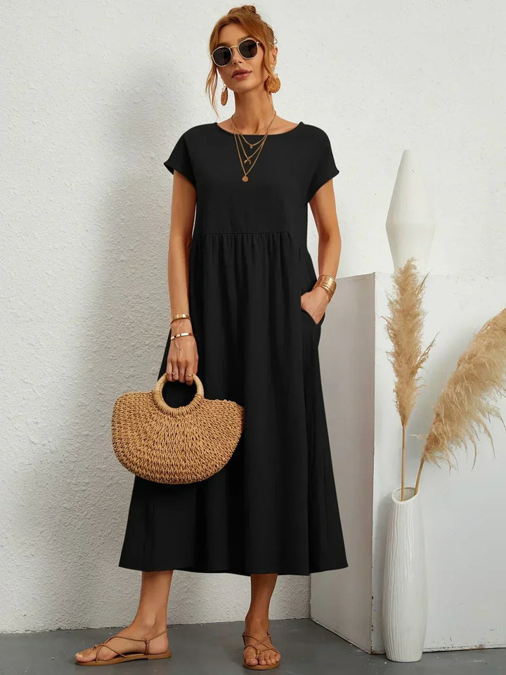 Xenia Classic Pleated Midi Dress