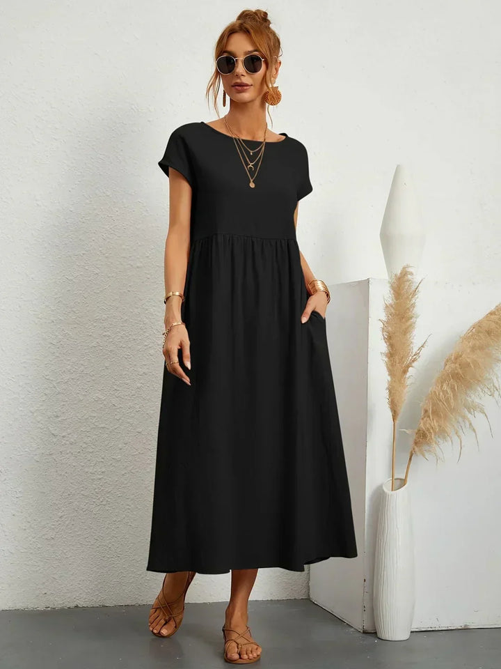 Xenia Classic Pleated Midi Dress