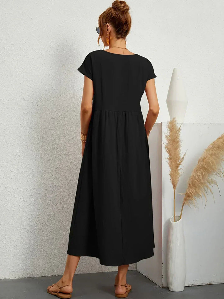 Xenia Classic Pleated Midi Dress