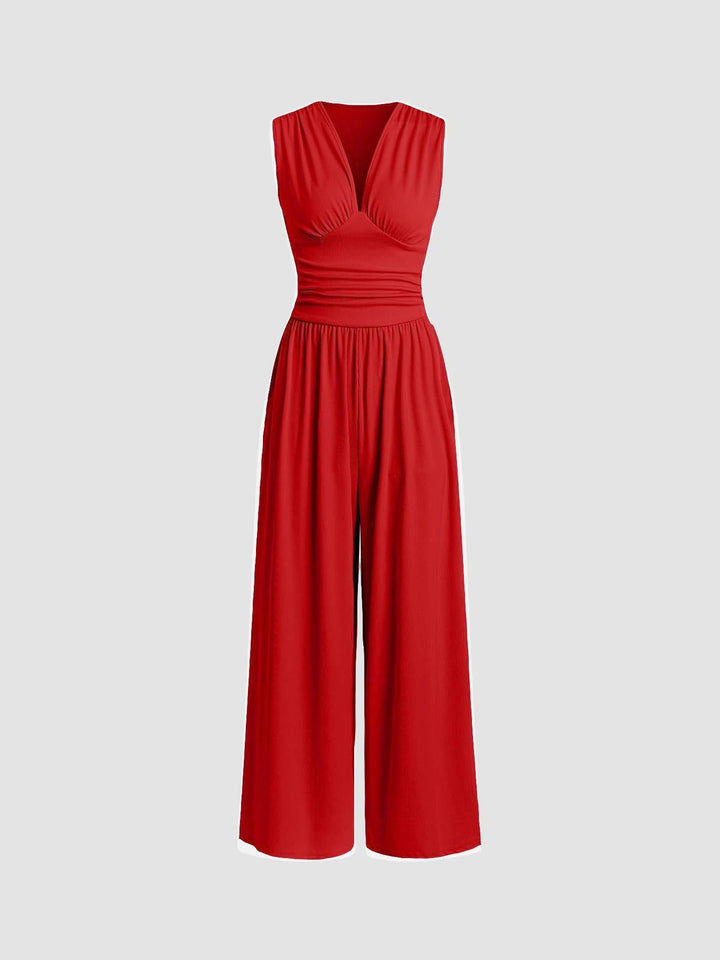 Ruby Chic Sleeveless Wide-Leg Jumpsuit