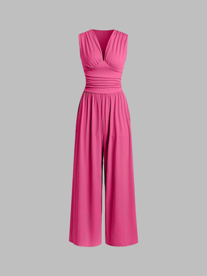 Ruby Chic Sleeveless Wide-Leg Jumpsuit
