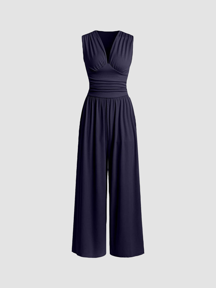 Ruby Chic Sleeveless Wide-Leg Jumpsuit