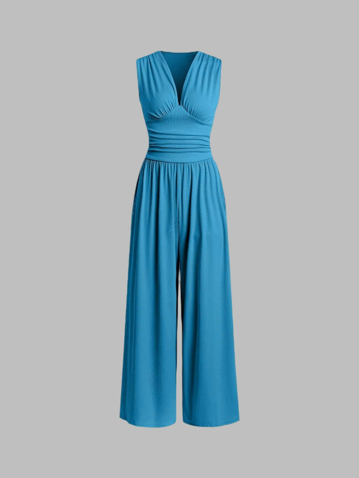 Ruby Chic Sleeveless Wide-Leg Jumpsuit