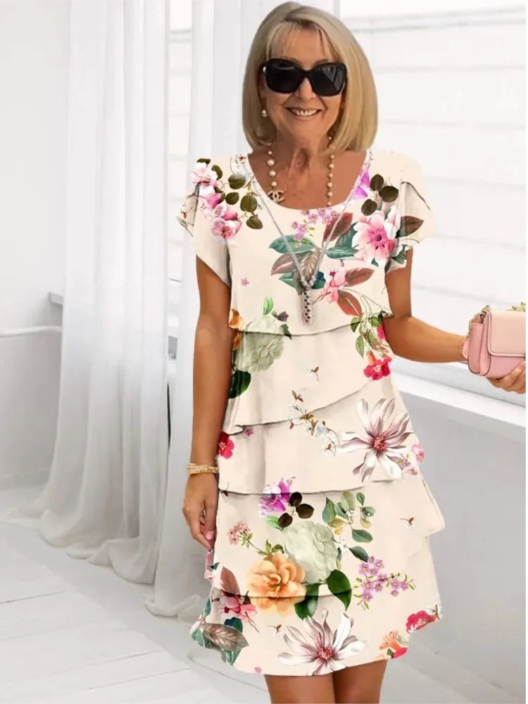Monica Floral Linen Dress