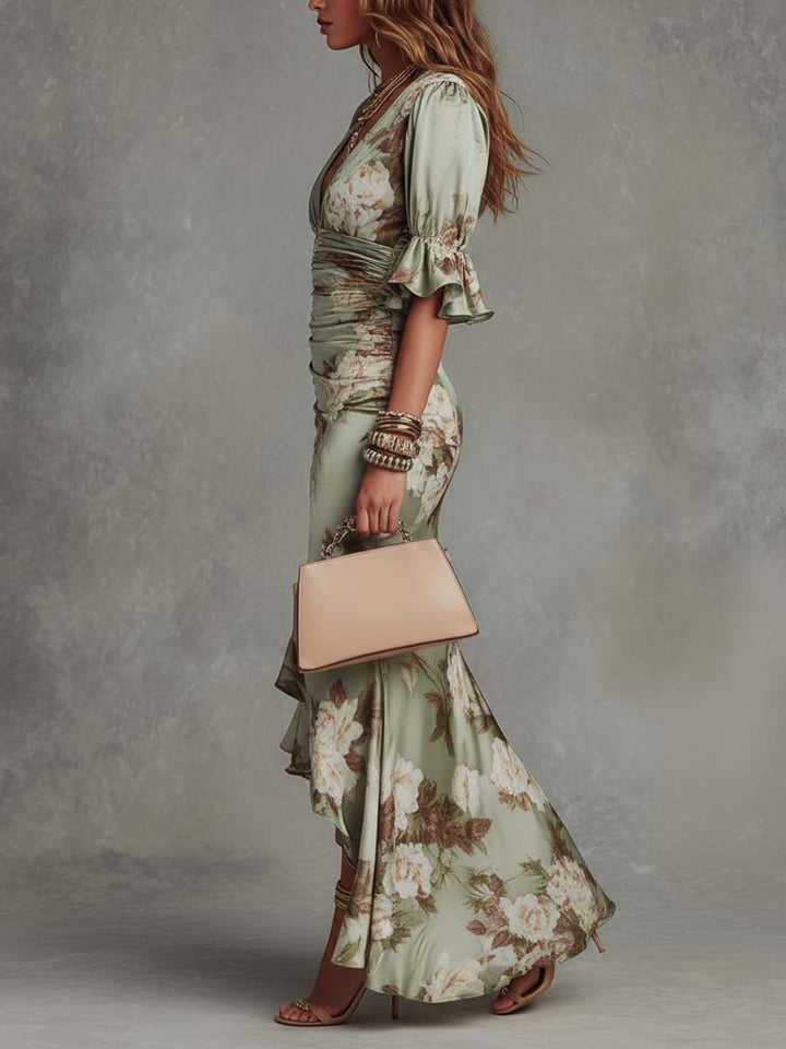 Courtney Elegant Floral Wrap Dress