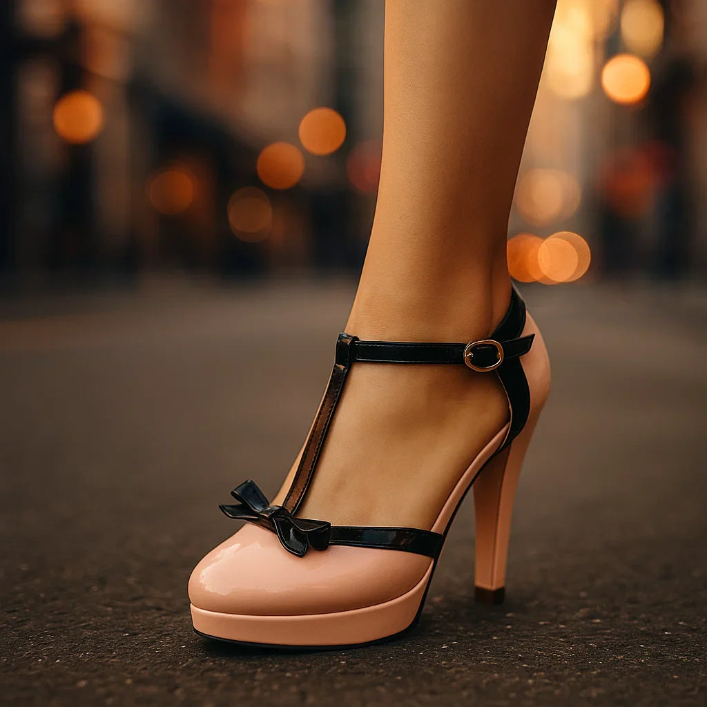 Gianna Bow-Tie Leather Heels