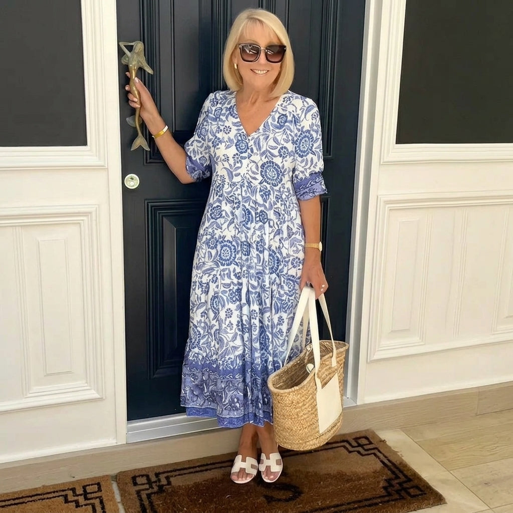 Louanne Graceful V-Neck Floral Dress