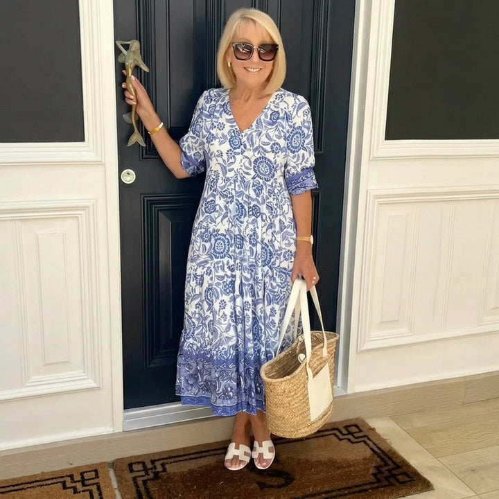 Louanne Graceful V-Neck Floral Dress