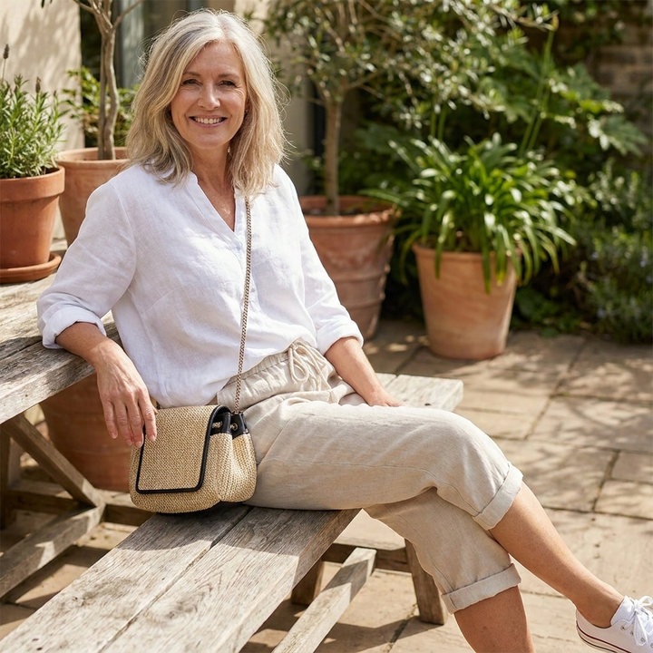 Ashley Cotton Linen Capri Pants