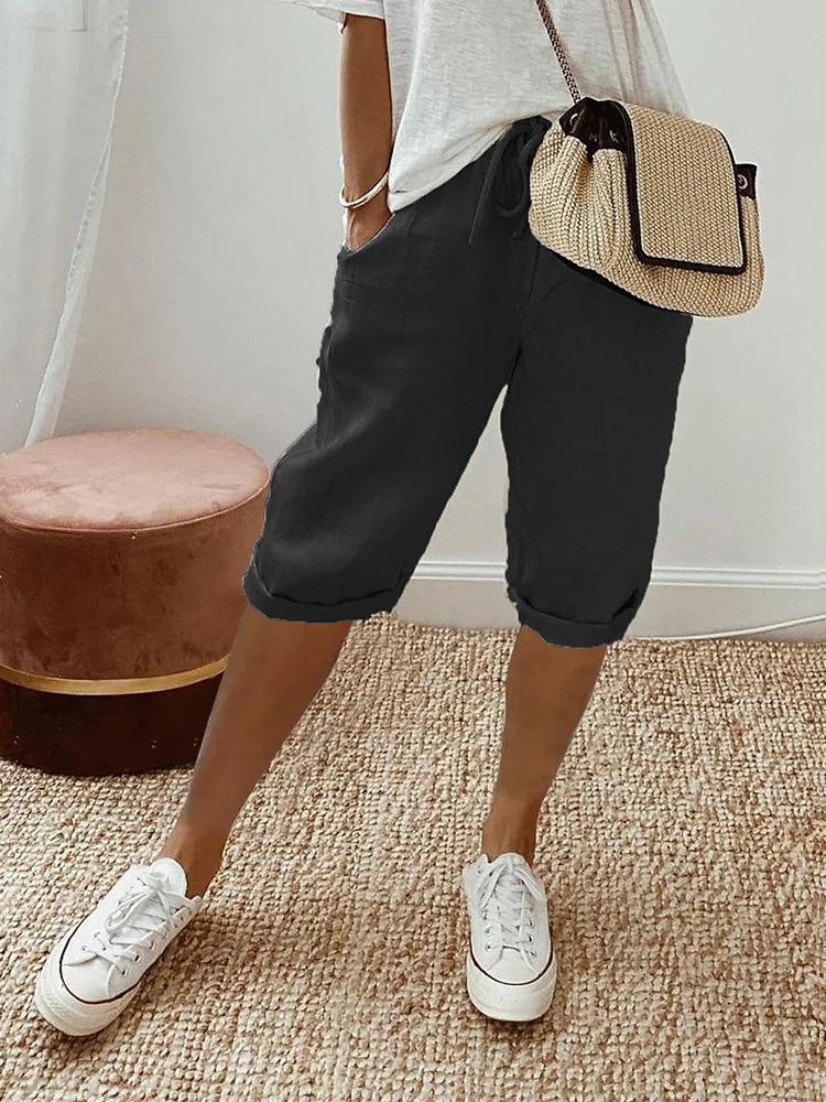 Ashley Cotton Linen Capri Pants