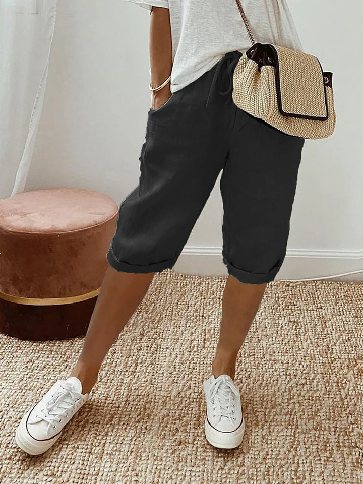 Ashley Cotton Linen Capri Pants