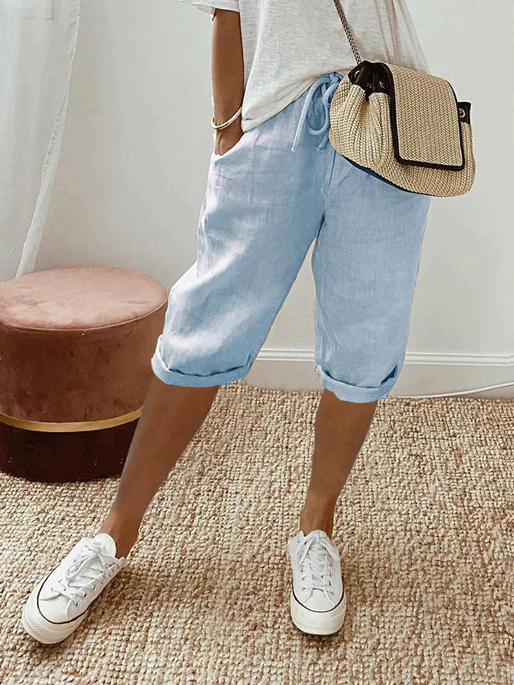 Ashley Cotton Linen Capri Pants