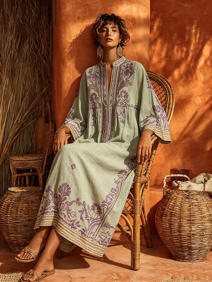 Kayla Bohemian Embroidered Maxi Dress