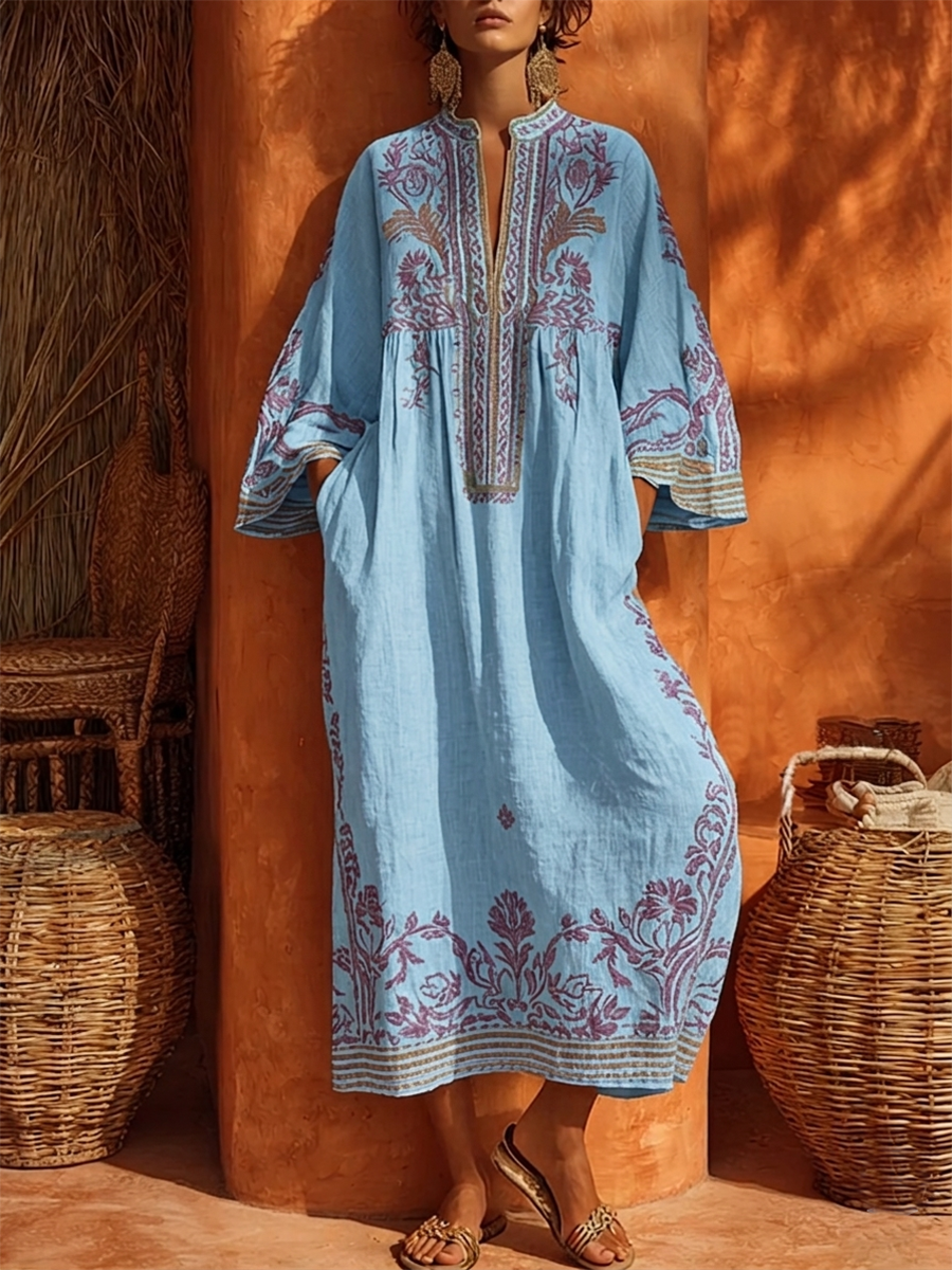 Kayla Bohemian Embroidered Maxi Dress